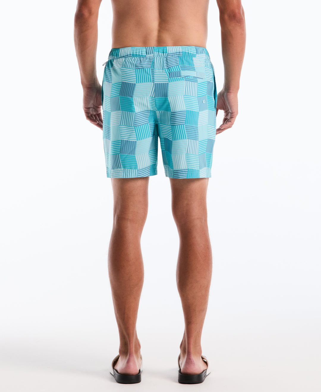 7" Wavy Tile Print Volley Swim Shorts (Lake Blue) 