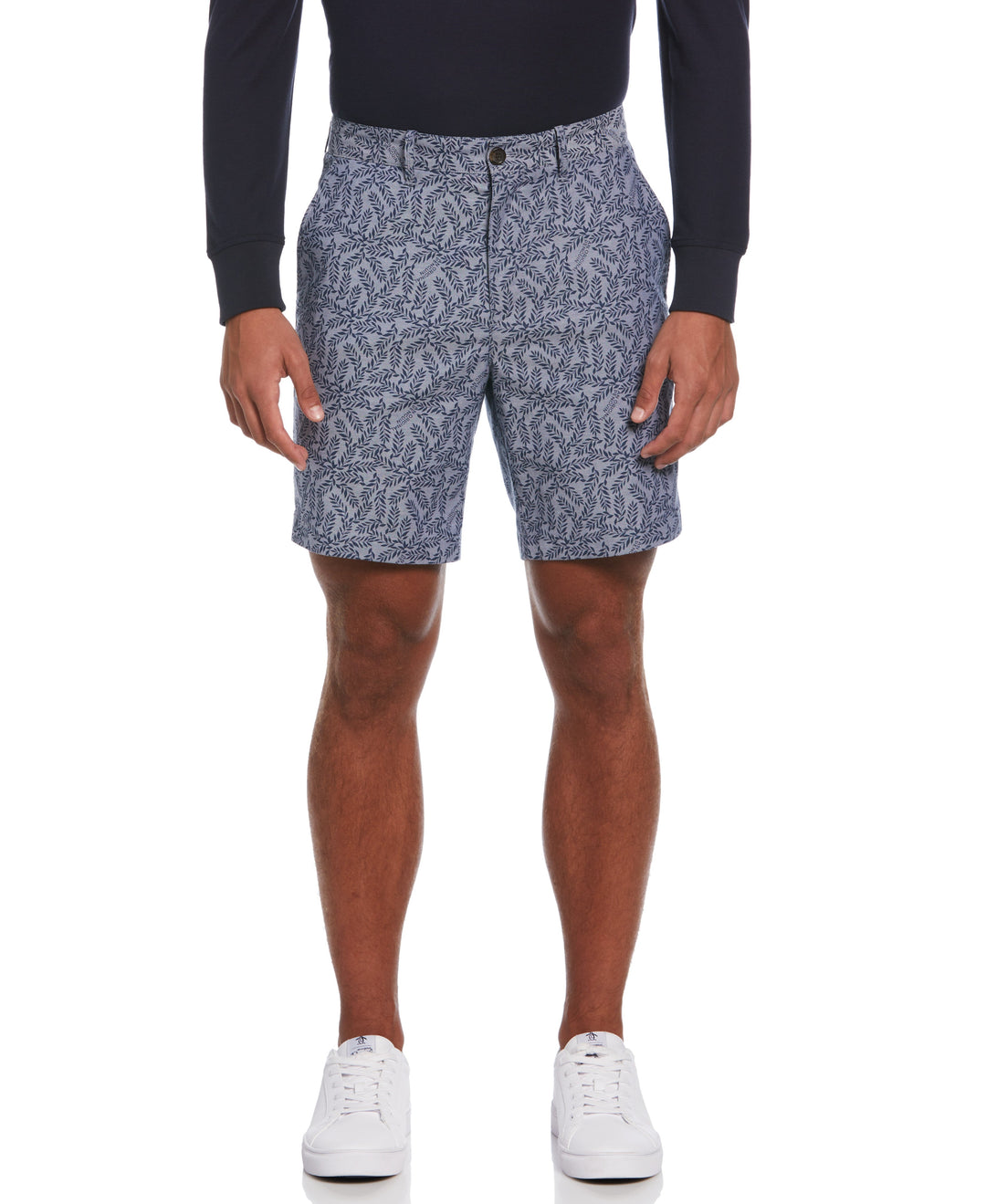 8" Leaf Print Oxford Short-Shorts-Sargasso Sea-28-Original Penguin