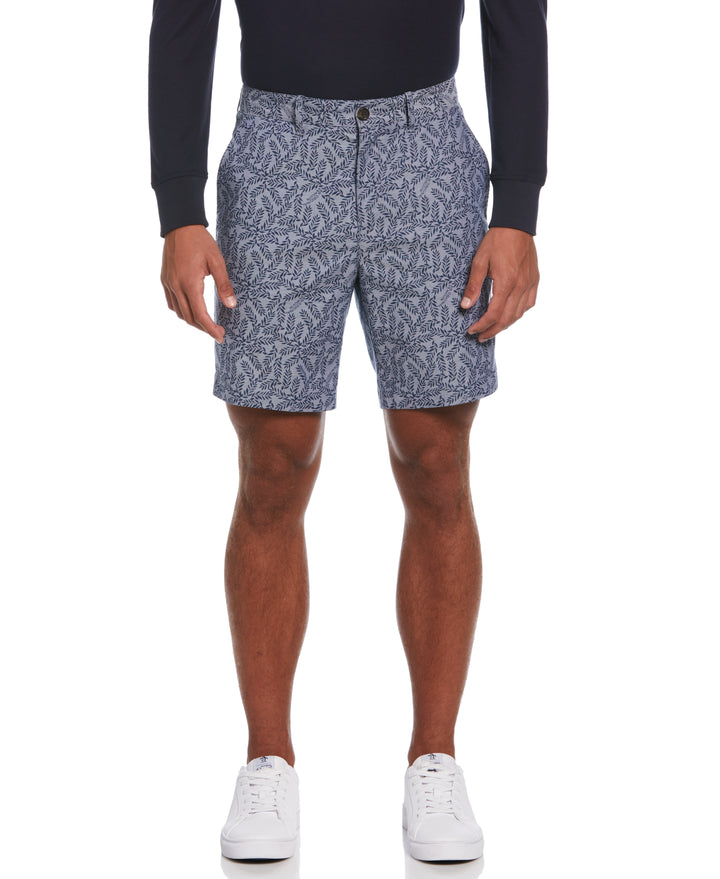 8" Leaf Print Oxford Short (Sargasso Sea) 