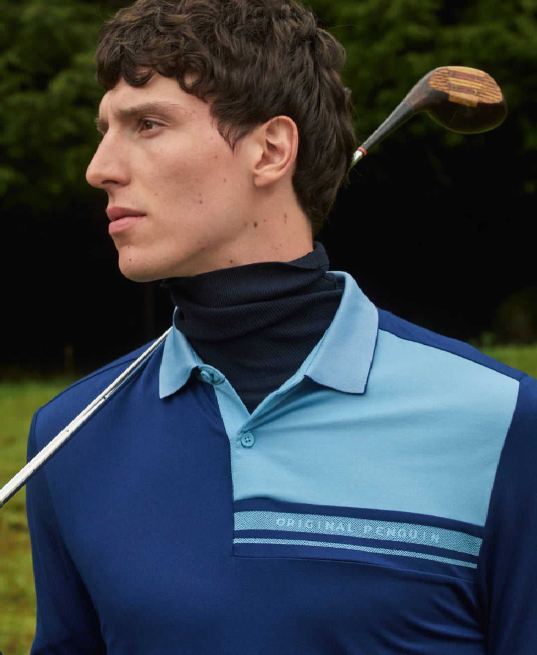 90's Rugby Mixed Media Golf Polo-Golf Polos-Blue Depths-XS-Original Penguin