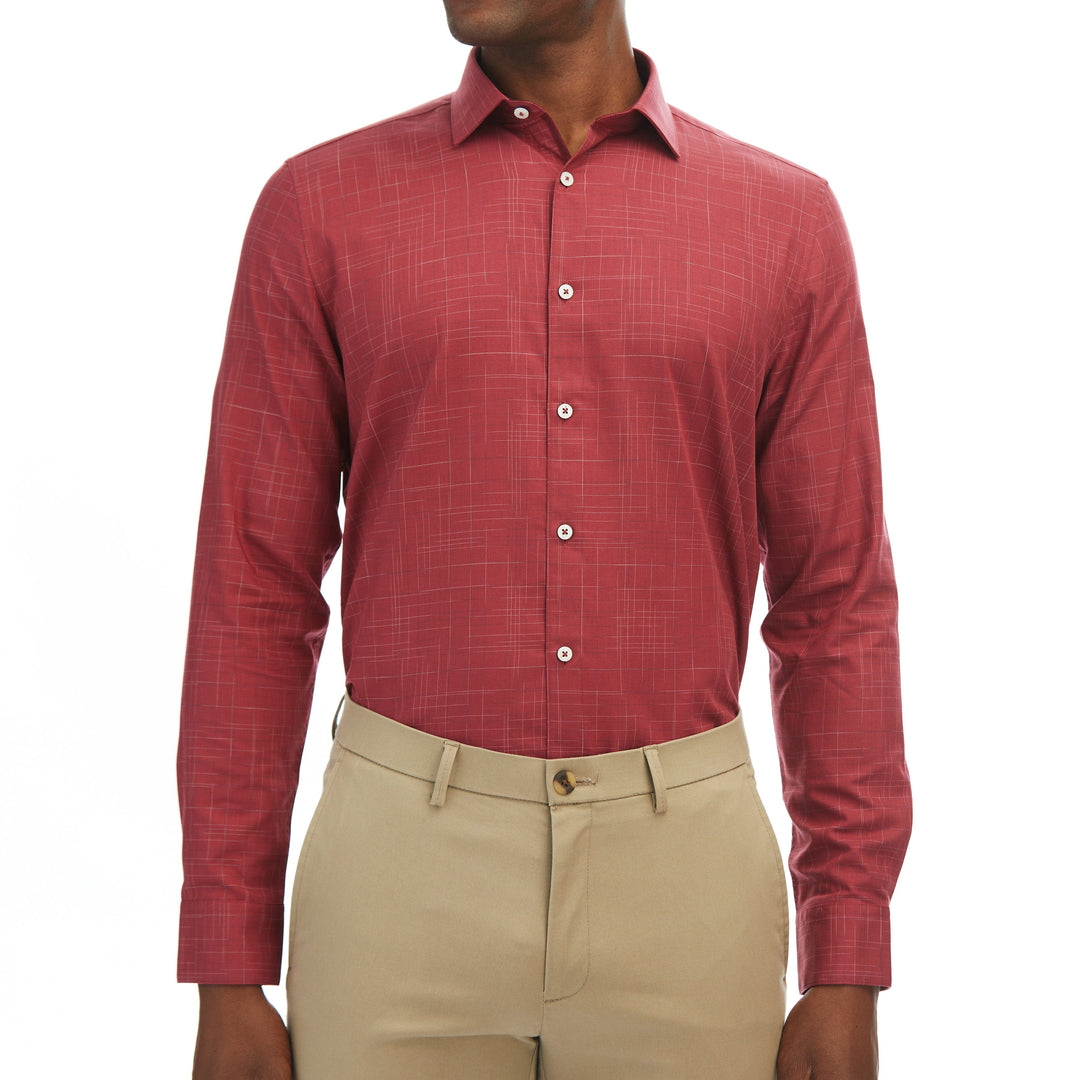 Abstract Space Dye Dress Shirt-Dress Shirts-Red Space Dye-14.5-32-33-Original Penguin