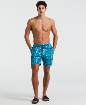 Agave Tiles Print Volley Swim Short (Exotic Plume) 