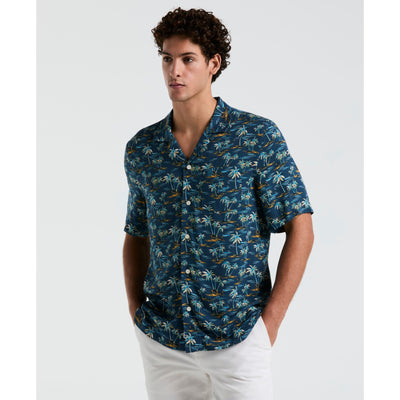 All-Over Beach Palms Print Shirt (Blue Wing Teal) 