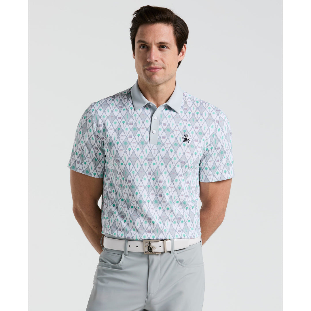 All Over Lattice Cocktail Print Earl Golf Polo Shirt (Bright White) 