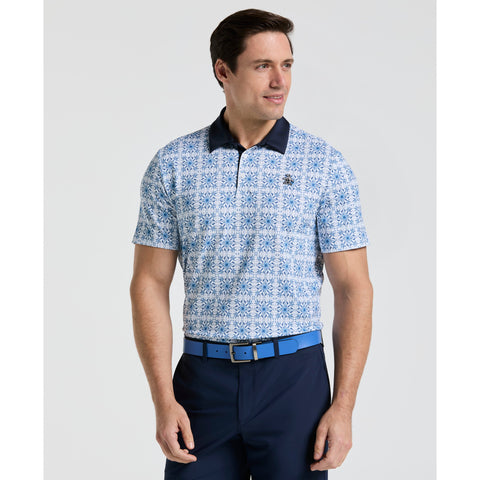 All-Over Cocktail Windowpane Printed Golf Polo-Golf Polos-Bright White-XS-Original Penguin