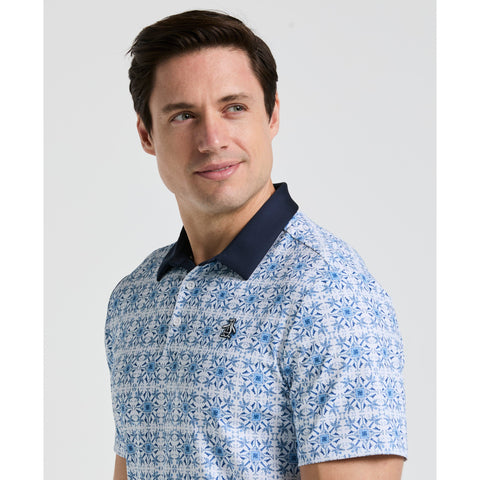 All-Over Cocktail Windowpane Printed Golf Polo-Golf Polos-Original Penguin