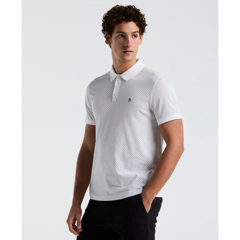 Jersey All-Over Diamond Ditsy Print Polo (Bright White) 