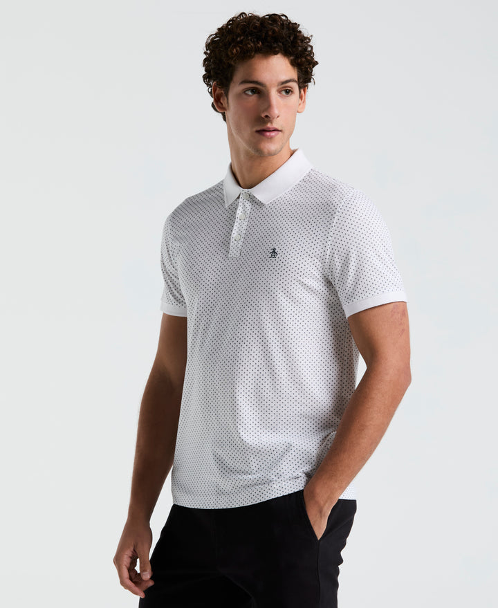 All-Over Diamond Ditsy Print Polo (Bright White) 
