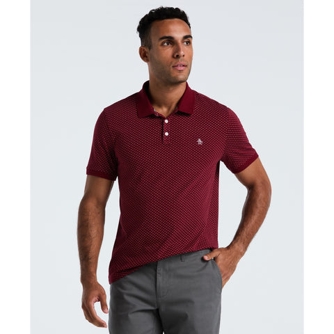 Diamond Ditsy Print Cotton Polo Shirt (Cabernet) 