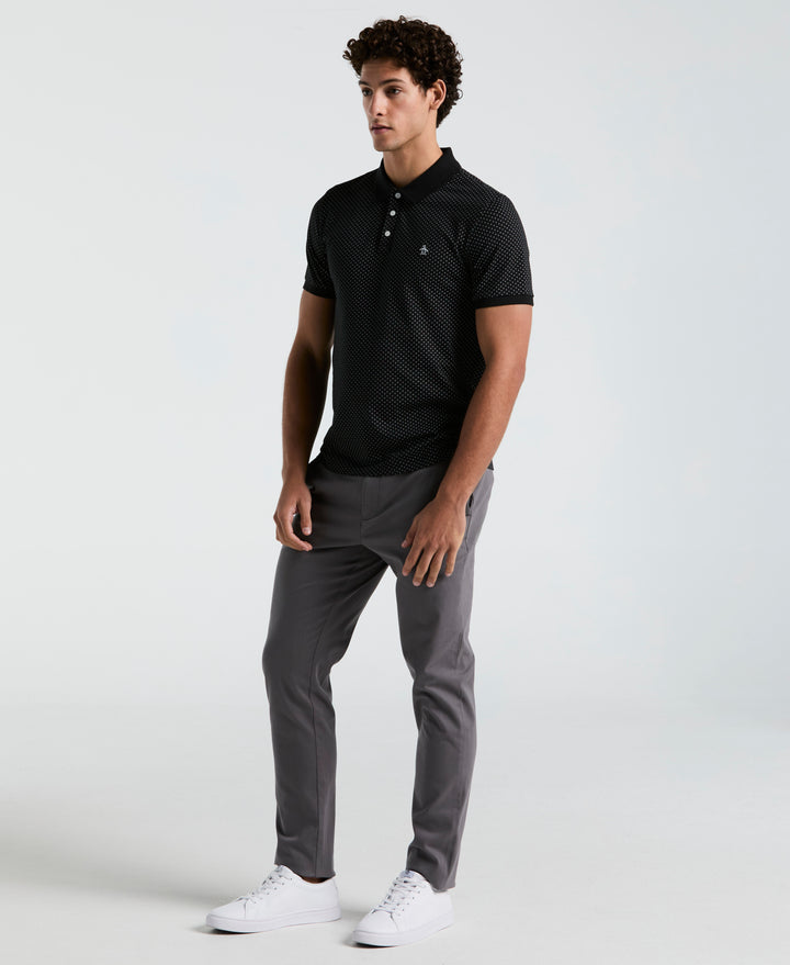 All-Over Diamond Ditsy Print Polo (True Black) 