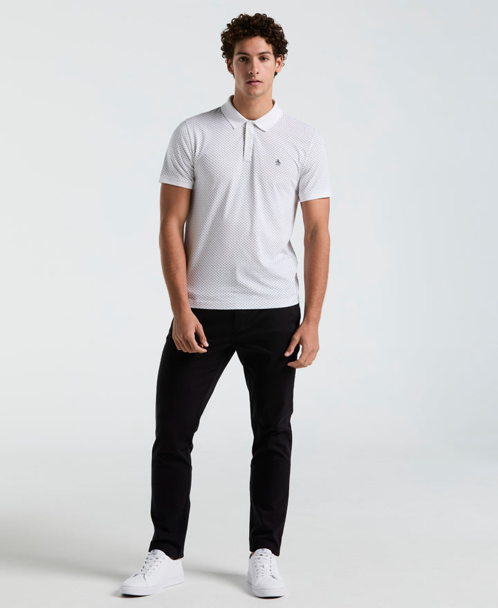 All-Over Diamond Ditsy Print Polo (Bright White) 
