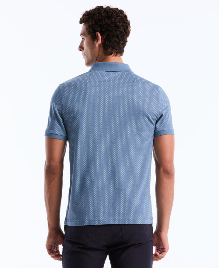 Diamond Ditsy Print Cotton Polo Shirt (Copen Blue) 