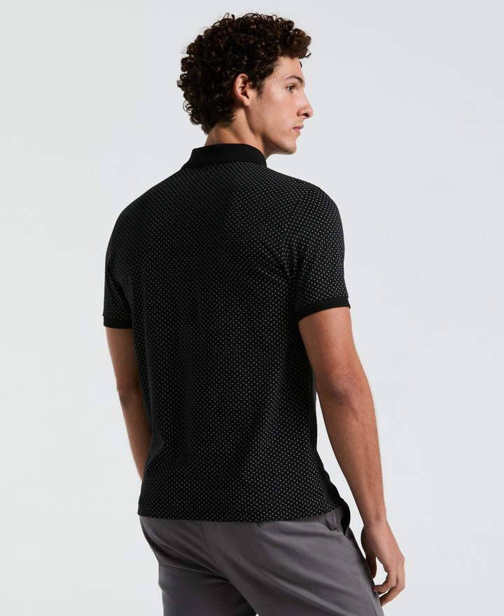 All-Over Diamond Ditsy Print Polo (True Black) 