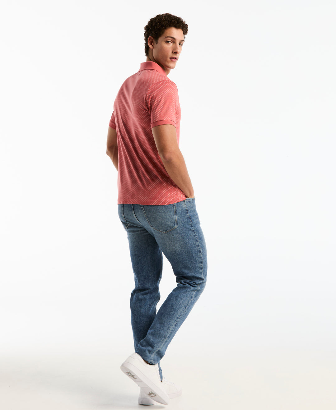 All-Over Diamond Ditsy Print Polo (Faded Rose) 