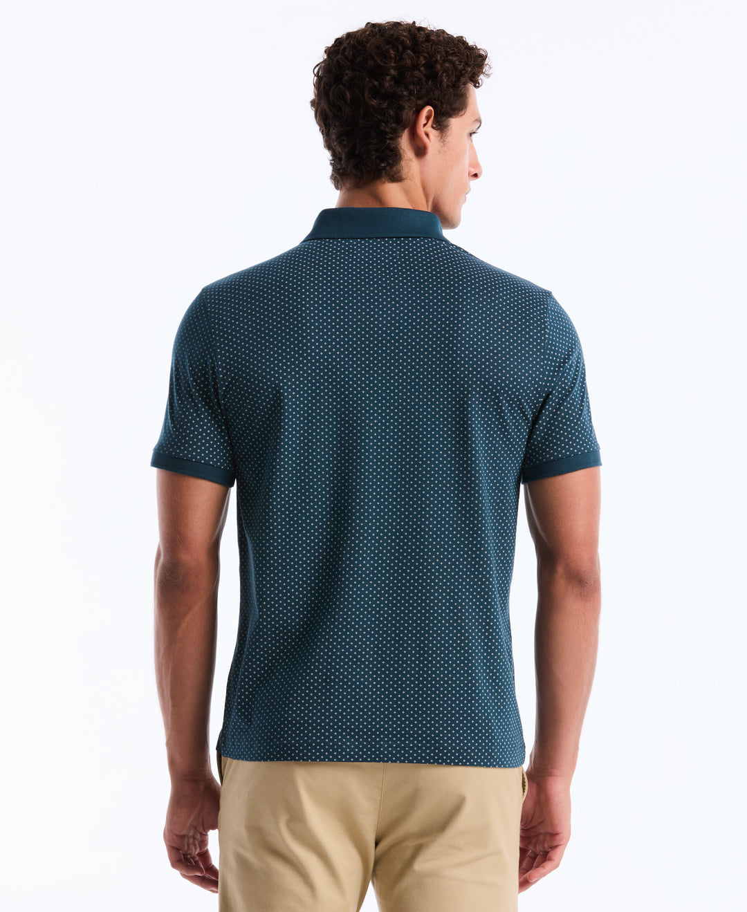 Diamond Ditsy Print Cotton Polo Shirt (June Bug) 