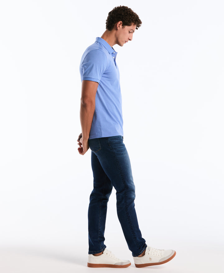 Diamond Ditsy Print Cotton Polo Shirt (Ultramarine) 