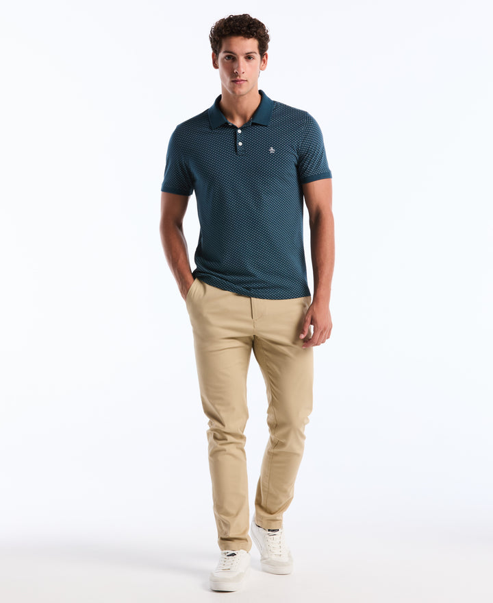 Diamond Ditsy Print Cotton Polo Shirt (June Bug) 