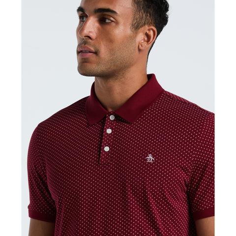 Diamond Ditsy Print Cotton Polo Shirt (Cabernet) 