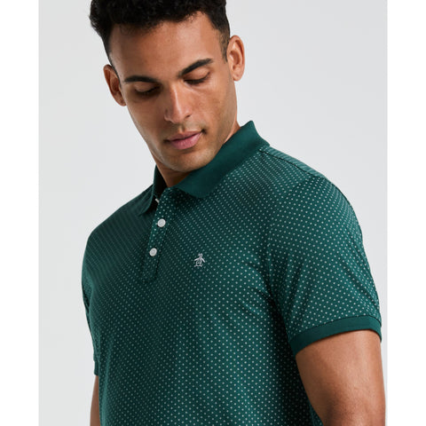 Diamond Ditsy Print Cotton Polo Shirt (June Bug) 