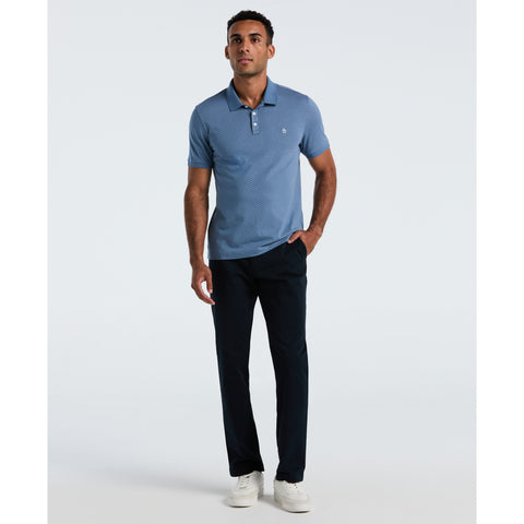 Diamond Ditsy Print Cotton Polo Shirt (Copen Blue) 
