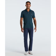 Diamond Ditsy Print Cotton Polo Shirt (Reflecting Pond) 