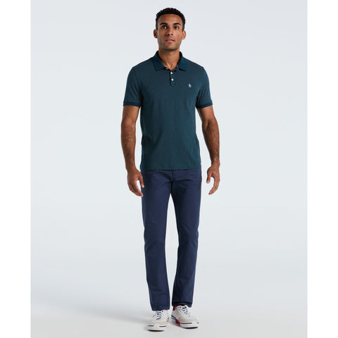 Diamond Ditsy Print Cotton Polo Shirt (Reflecting Pond) 