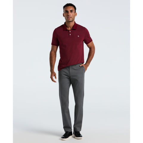 Diamond Ditsy Print Cotton Polo Shirt (Cabernet) 