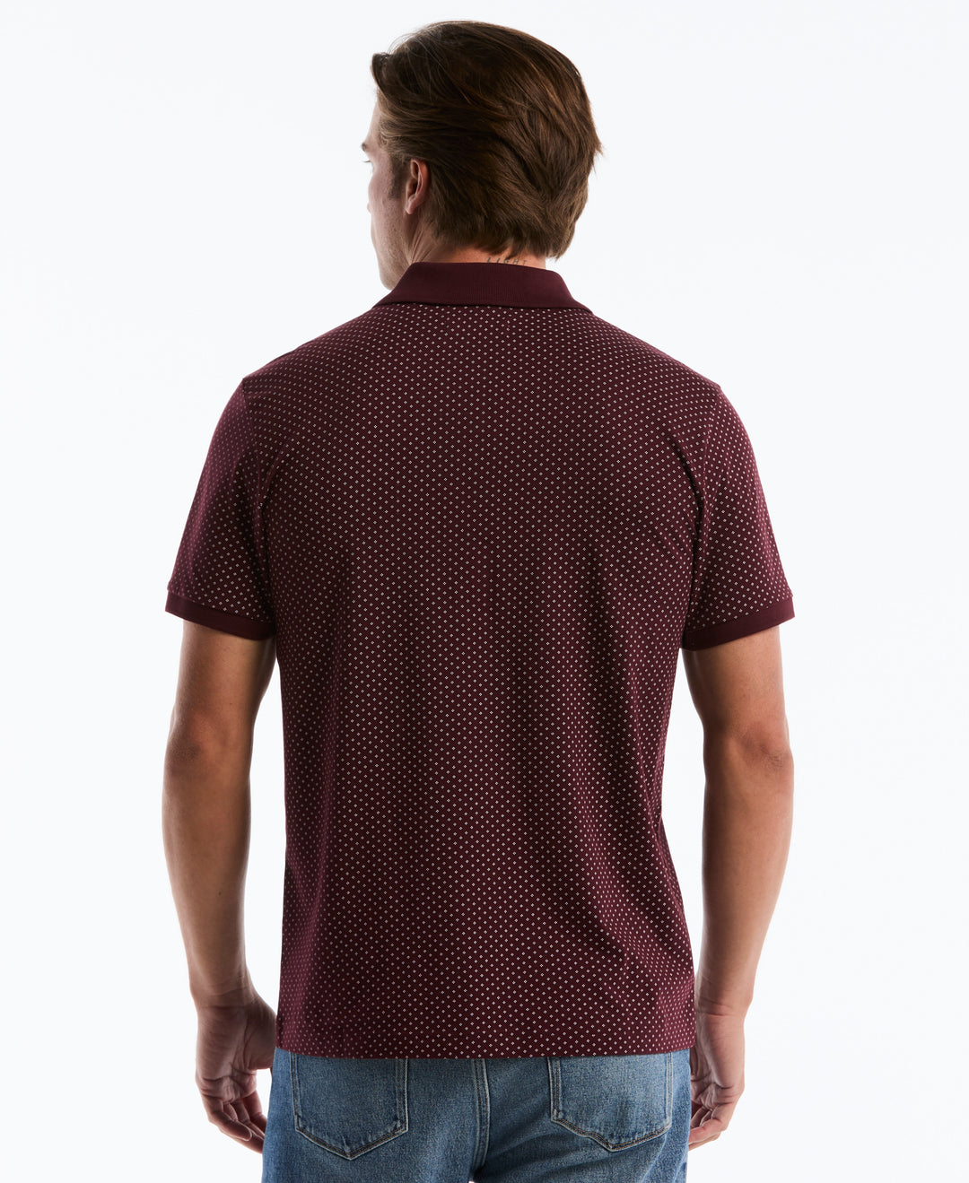 Diamond Ditsy Print Cotton Polo Shirt (Port Royale) 