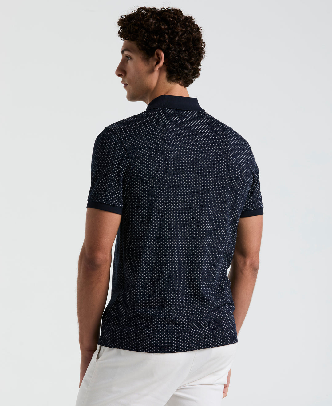 All-Over Diamond Ditsy Print Polo (Dark Sapphire) 