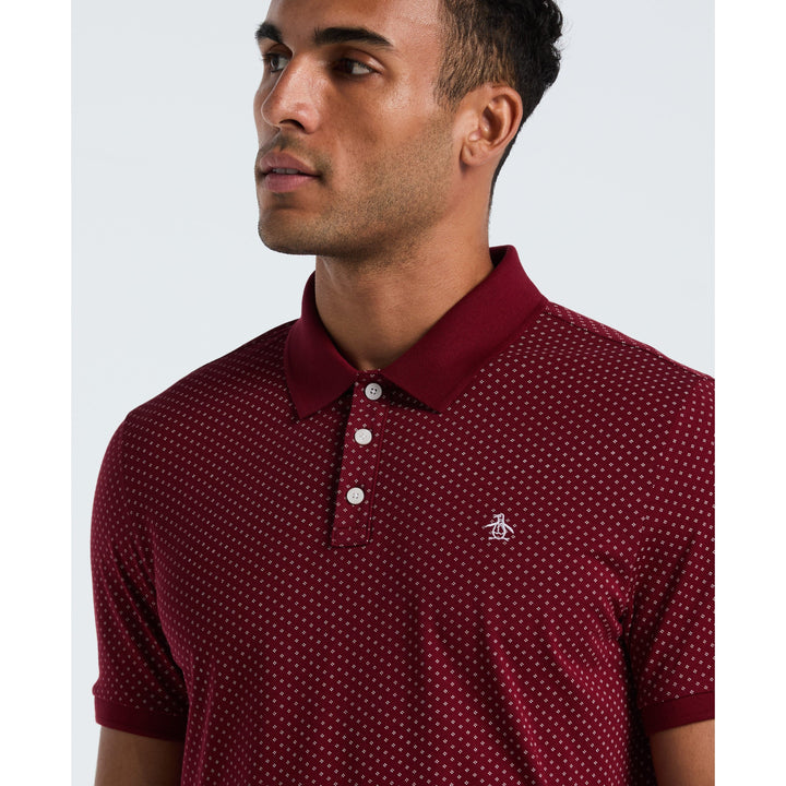 Diamond Ditsy Print Cotton Polo Shirt (Cabernet) 