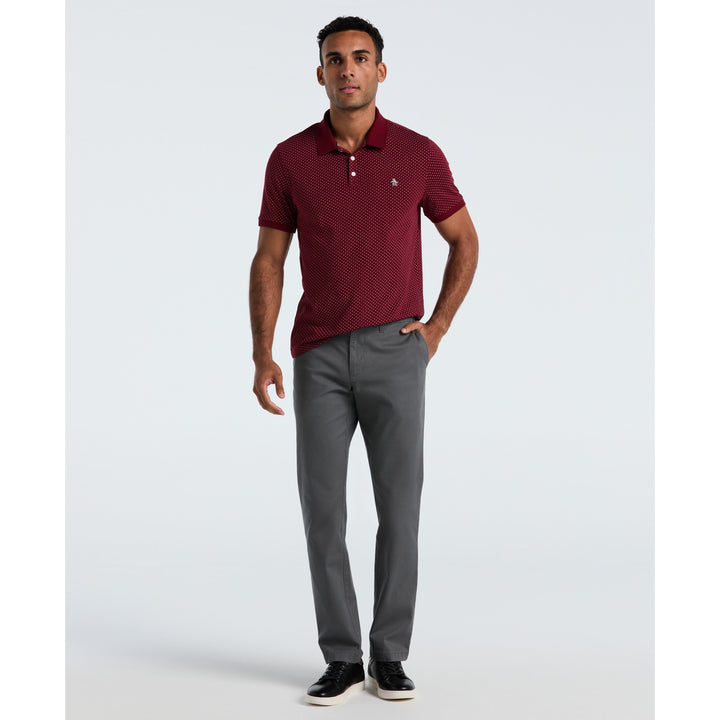 Diamond Ditsy Print Cotton Polo Shirt (Cabernet) 