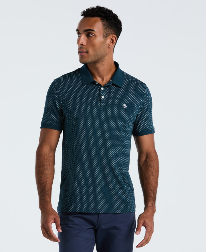 All-Over Diamond Ditsy Print Polo-Polos-Reflecting Pond-XS-Original Penguin
