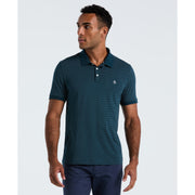 Diamond Ditsy Print Cotton Polo Shirt (Reflecting Pond) 