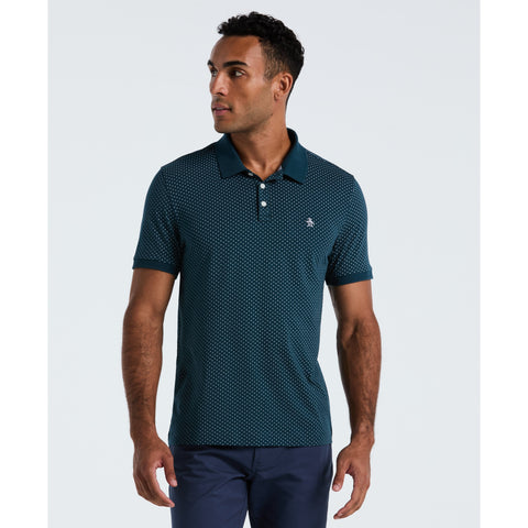 Diamond Ditsy Print Cotton Polo Shirt (Reflecting Pond) 