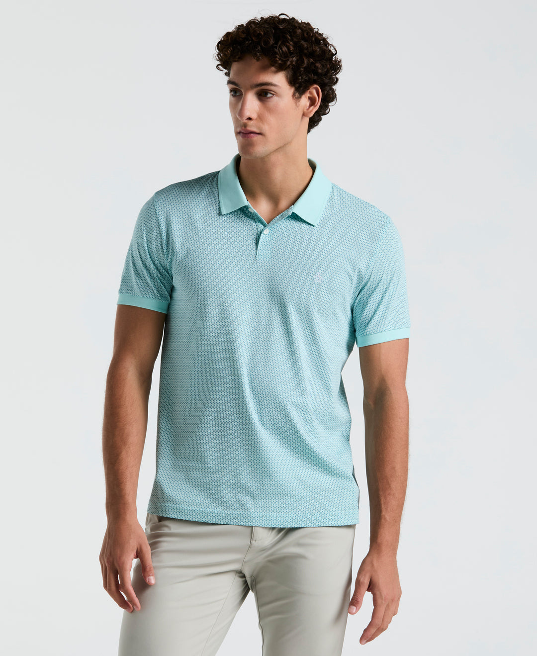 Jersey All-Over Ditsy Print Polo (Blue Tint) 