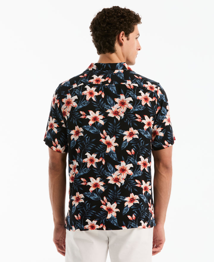All-Over Floral Camp Shirt (True Black) 