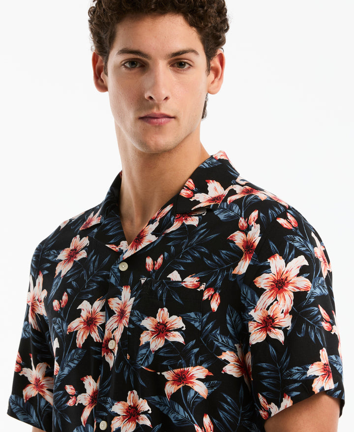 All-Over Floral Camp Shirt (True Black) 