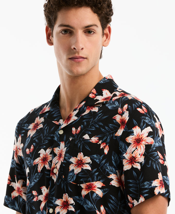 All-Over Floral Camp Shirt (True Black) 