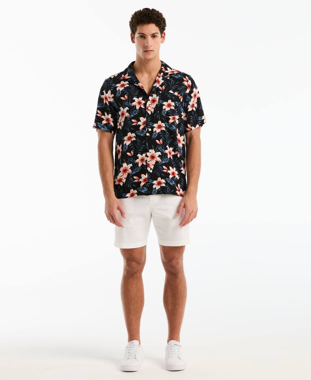 All-Over Floral Camp Shirt (True Black) 