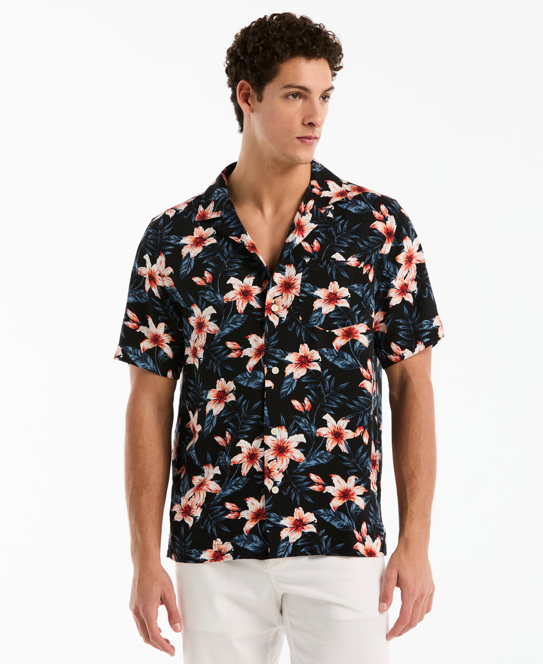 All-Over Floral Camp Shirt (True Black) 