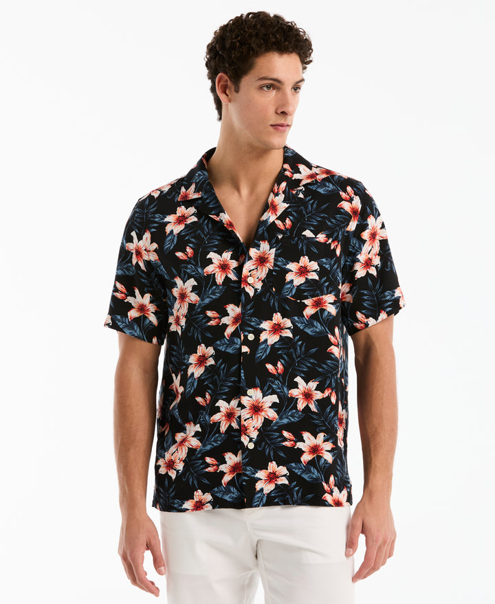All-Over Floral Camp Shirt (True Black) 