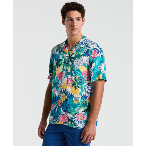 Floral Collage Print Shirt (Bright White) 