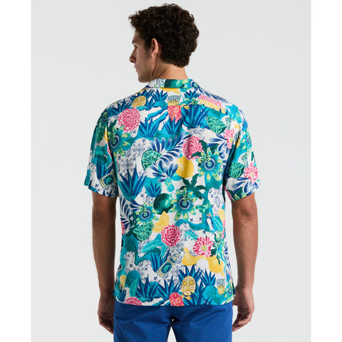 Floral Collage Print Shirt (Bright White) 