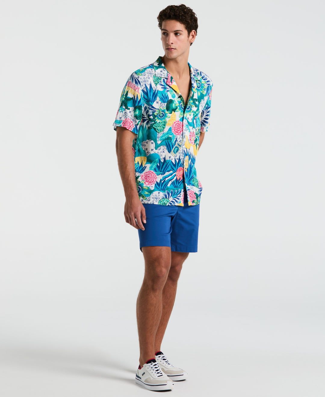 Floral Collage Print Shirt (Bright White) 