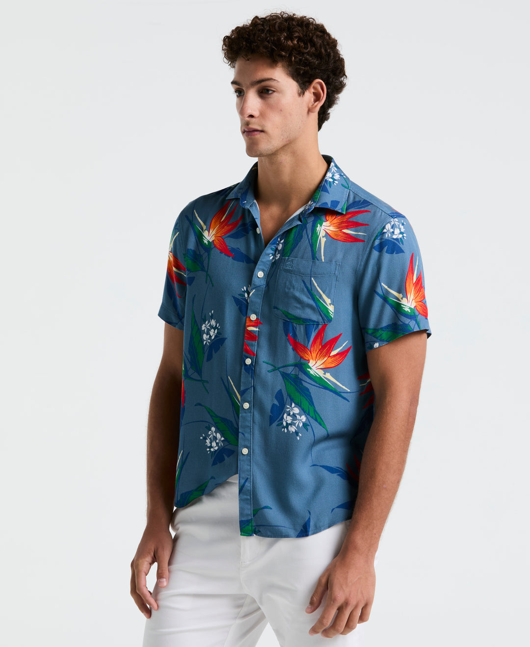 All-Over Floral Leaf Shirt (Copen Blue) 
