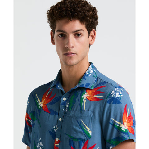 All-Over Floral Leaf Shirt (Copen Blue) 