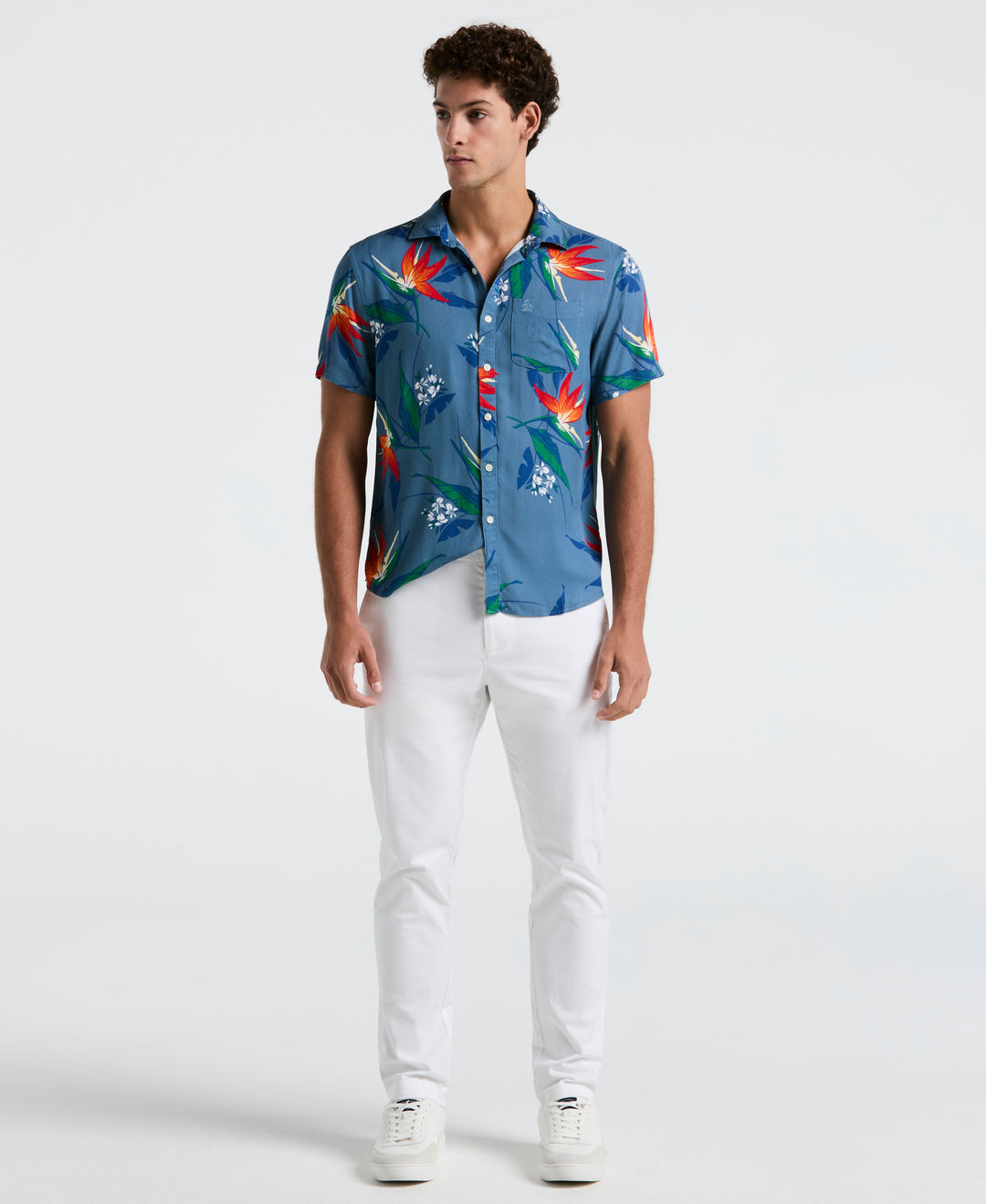 All-Over Floral Leaf Shirt (Copen Blue) 