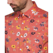 All Over Large Floral Print Button Down (Mineral Red) 