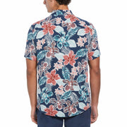 All-over Floral Print Shirt  (Blue Wing Teal) 
