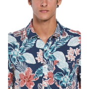 All-over Floral Print Shirt  (Blue Wing Teal) 